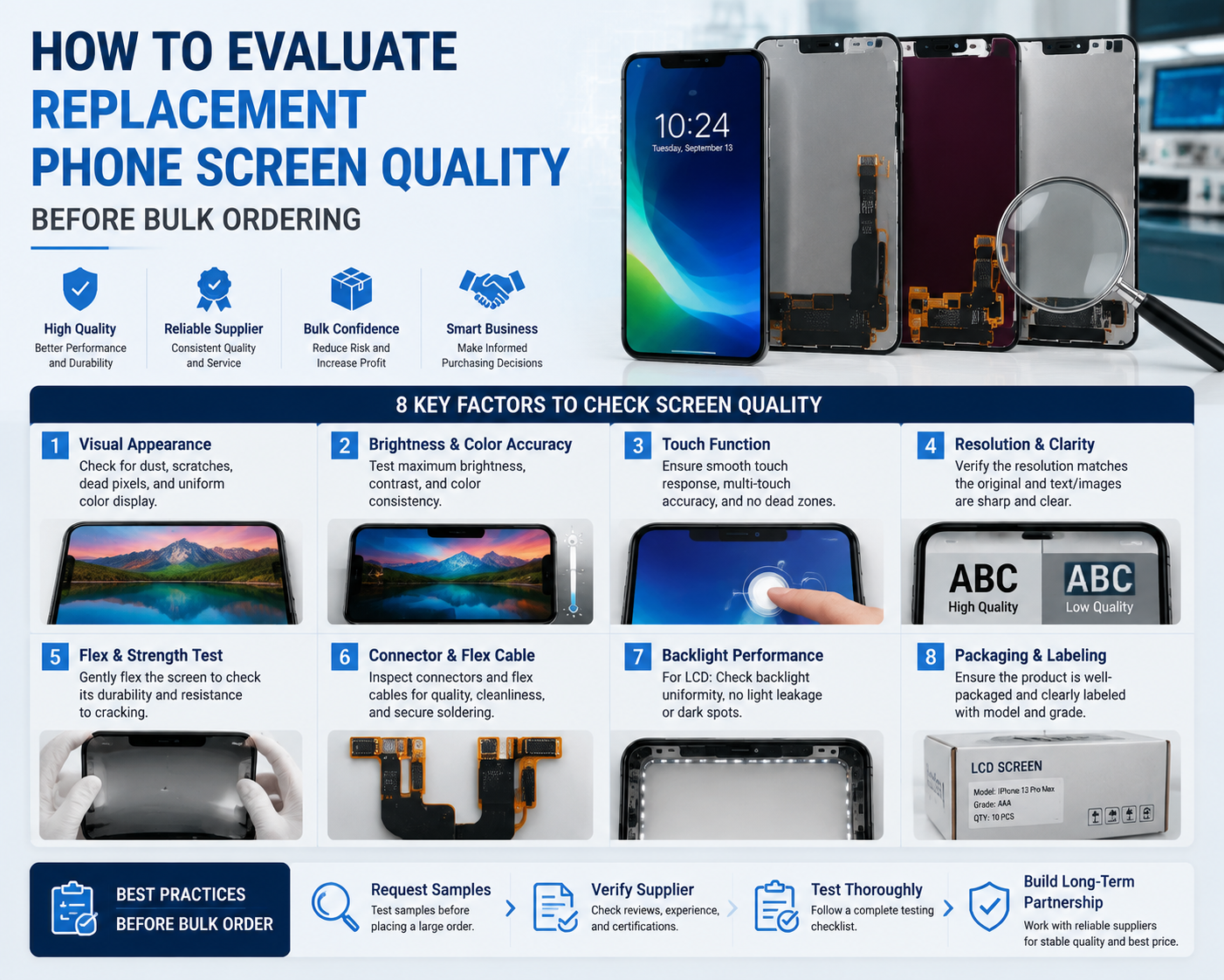 How to Evaluate Replacement Phone Screen Quality Before Bulk Ordering